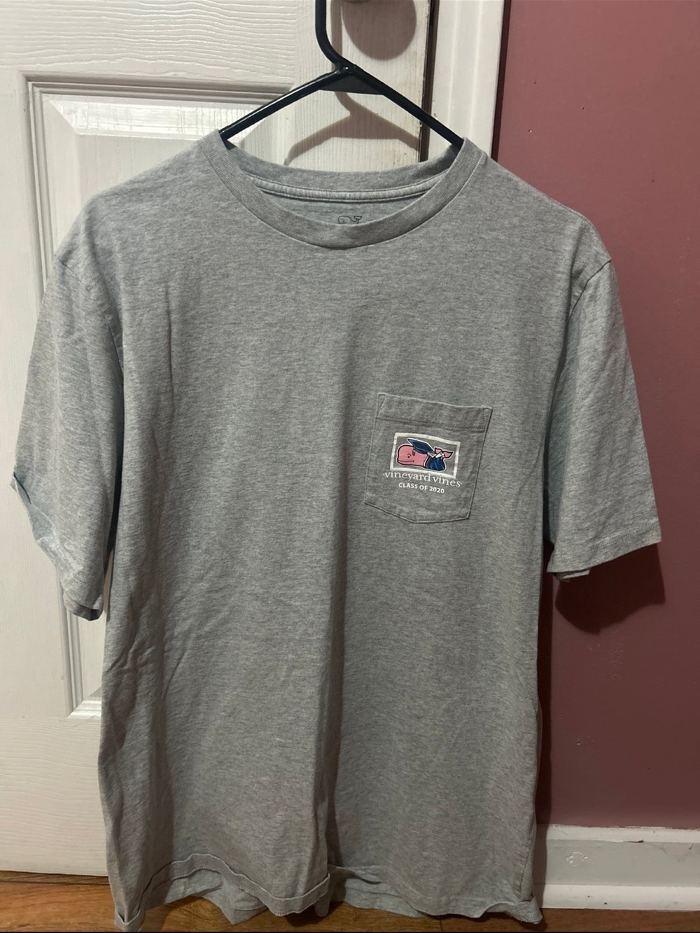 Vineyard Vines Heather Gray Pocket Tee with Whale Patch